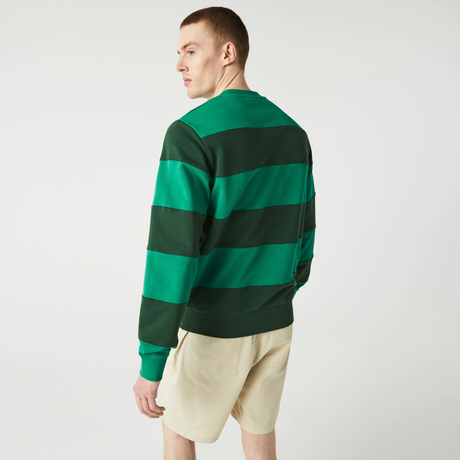 Men&#039;s Tennis Design Crew Neck Striped Cotton Fleece Sweatshirt SH2955-51