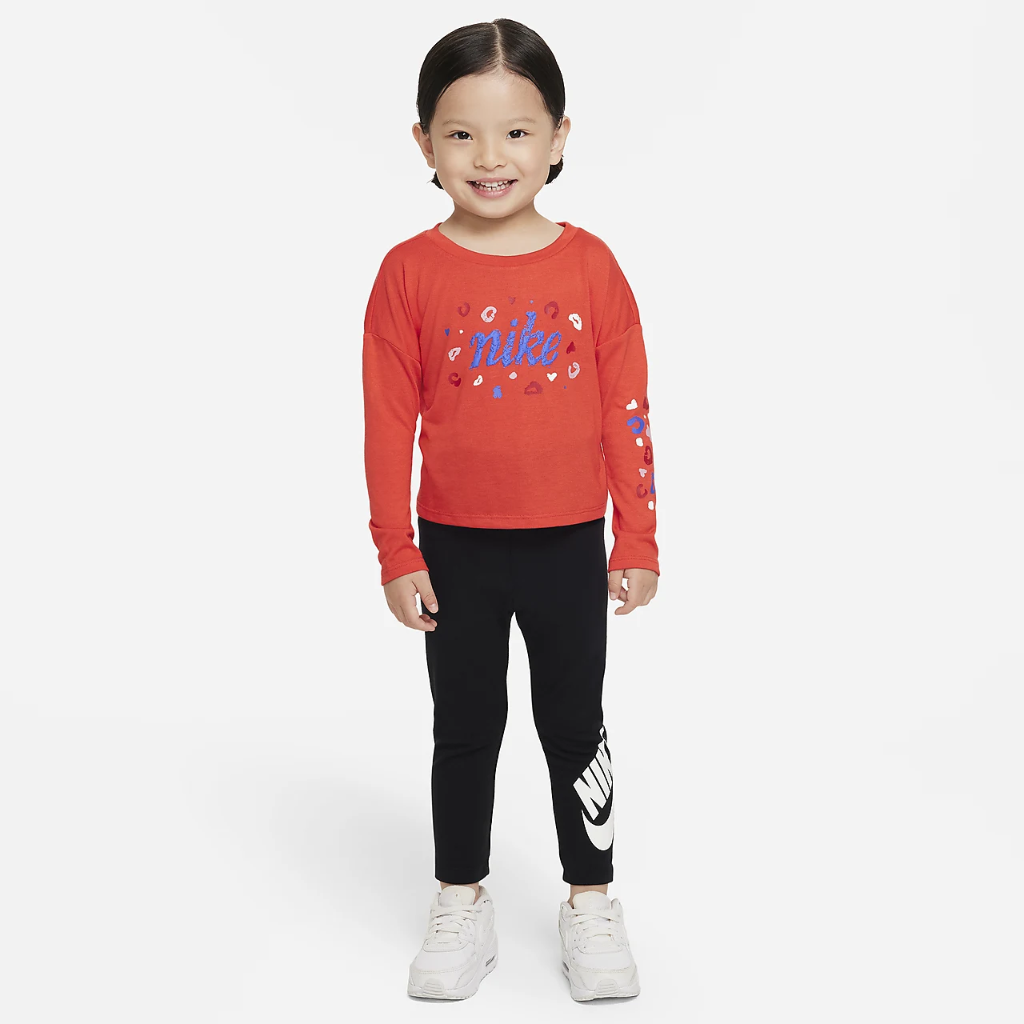 Nike Toddler Long Sleeve Cropped Leopard Top 26J944-R35
