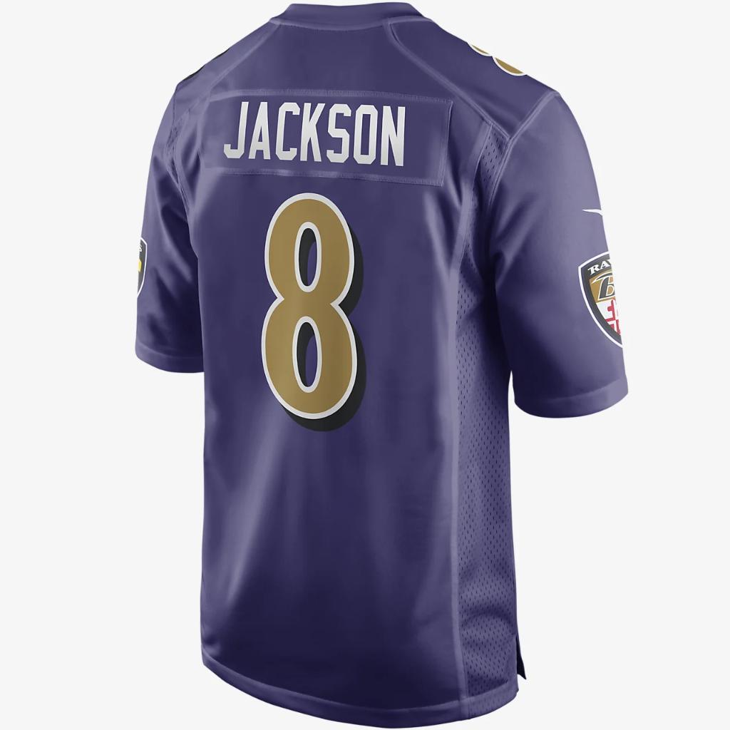 NFL Baltimore Ravens (Lamar Jackson) Men&#039;s Game Football Jersey 67NMBR2A8GF-2LA