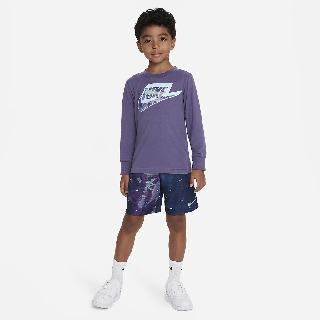 Nike Futura Printed Long Sleeve Tee Little Kids&#039; T-Shirt 86K302-P5Q