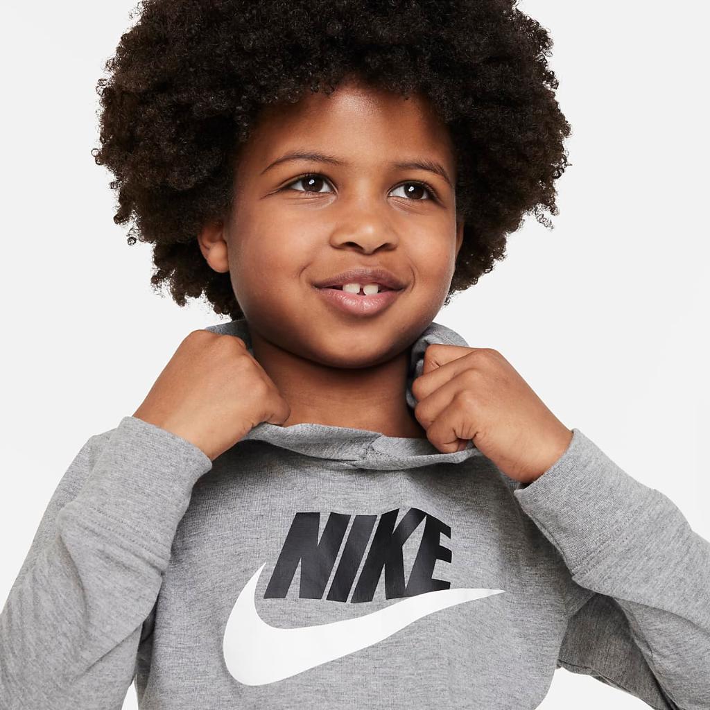 Nike Sportswear Futura Hooded Long Sleeve Tee Little Kids&#039; T-Shirt 86K662-GEH