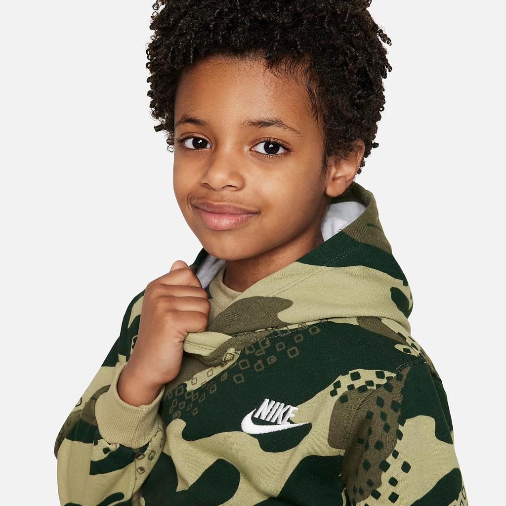 Nike Sportswear Club Camo Pullover Little Kids Hoodie 86L161-EDR