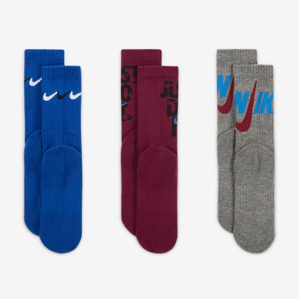 Nike Graphic Dri-FIT Crew Socks (3 Pairs) Little Kids&#039; Socks BN0924-U89