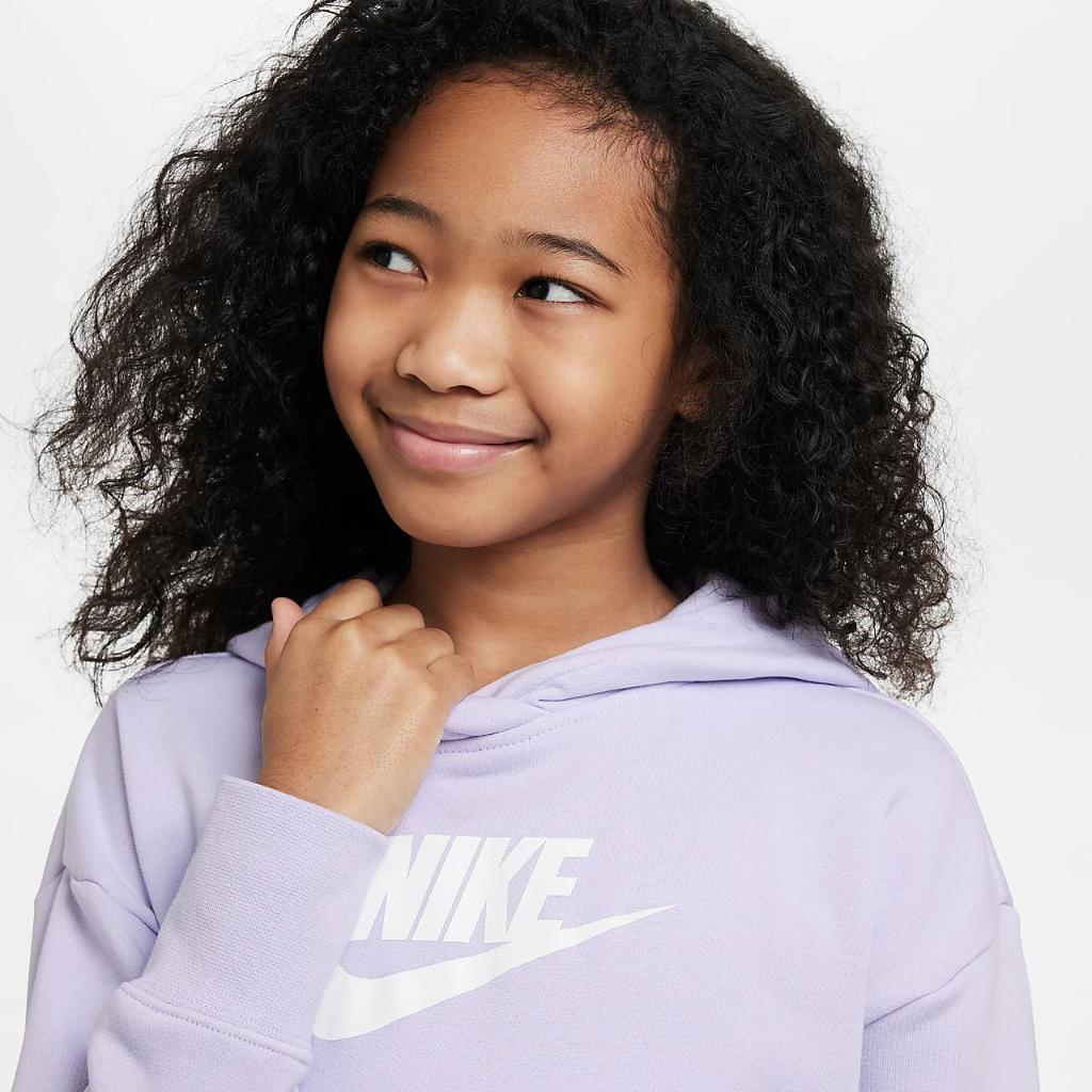 Nike Sportswear Club Big Kids&#039; (Girls&#039;) French Terry Cropped Hoodie DC7210-536