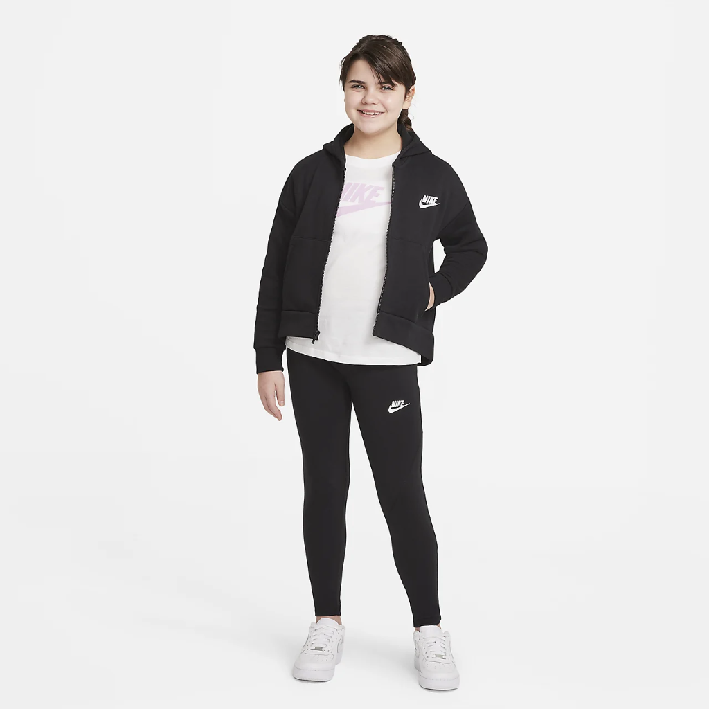 Nike Sportswear Club Fleece Big Kids&#039; (Girls&#039;) Full-Zip Hoodie (Extended Size) DC7662-010