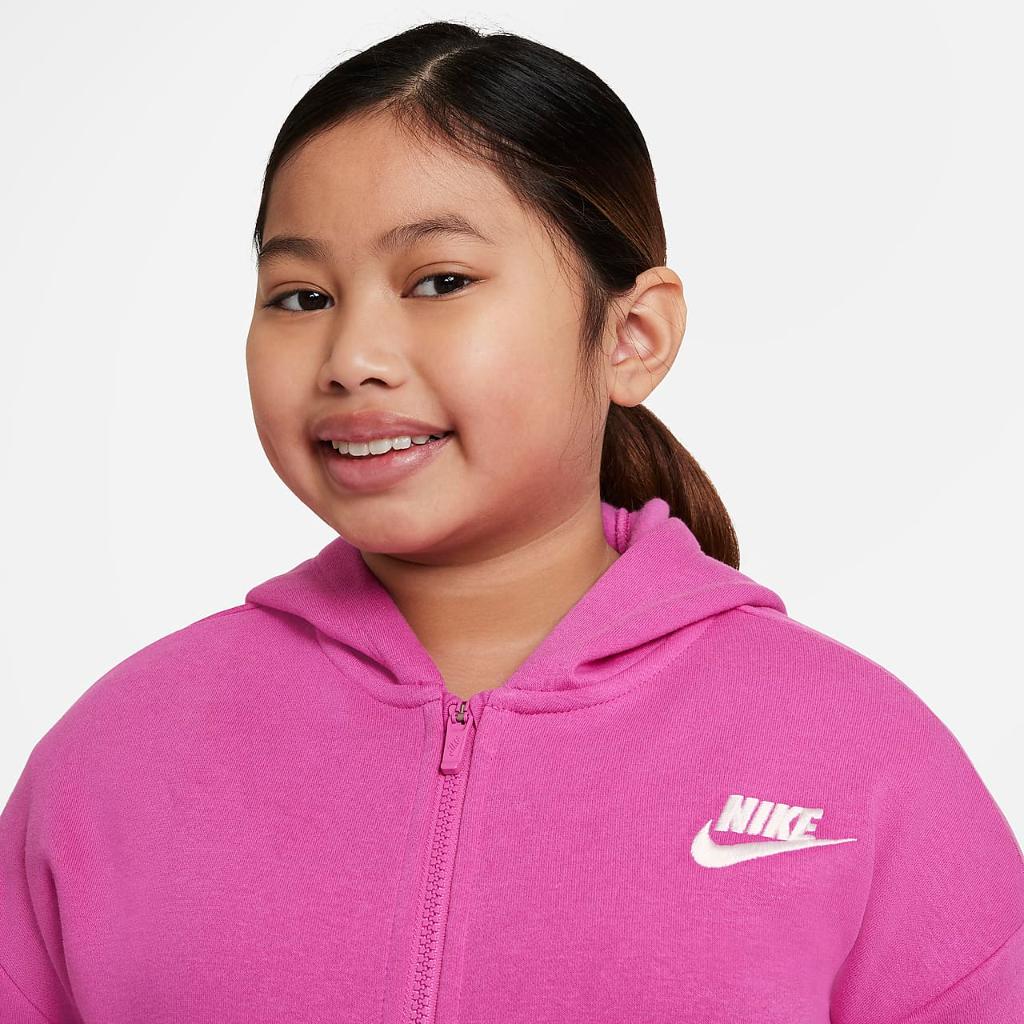 Nike Sportswear Club Fleece Big Kids&#039; (Girls&#039;) Full-Zip Hoodie (Extended Size) DC7662-623