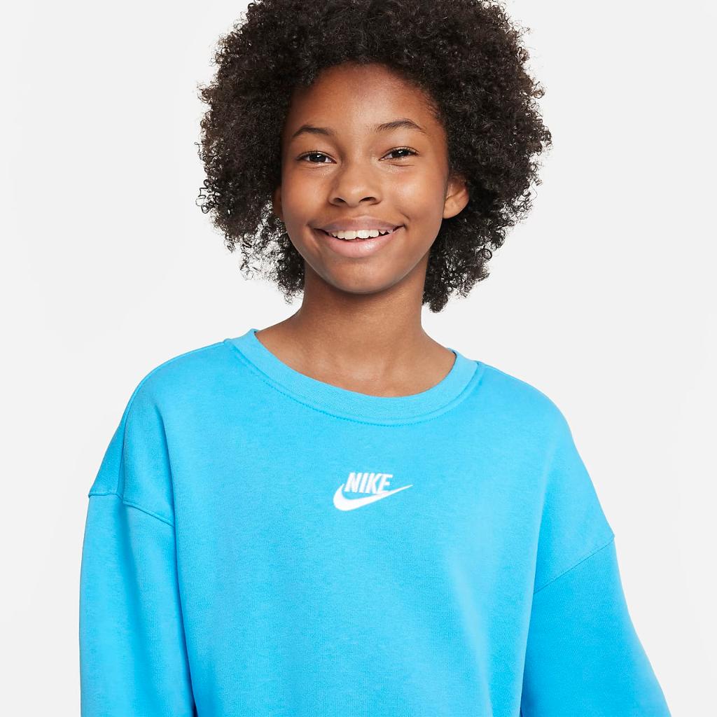 Nike Sportswear Club Fleece Big Kids&#039; (Girls&#039;) Crew Sweatshirt DD7473-416