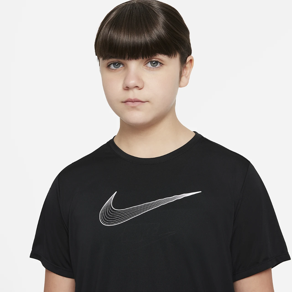 Nike Dri-FIT One Big Kids&#039; (Girls&#039;) Short-Sleeve Training Top (Extended Size) DH6597-010
