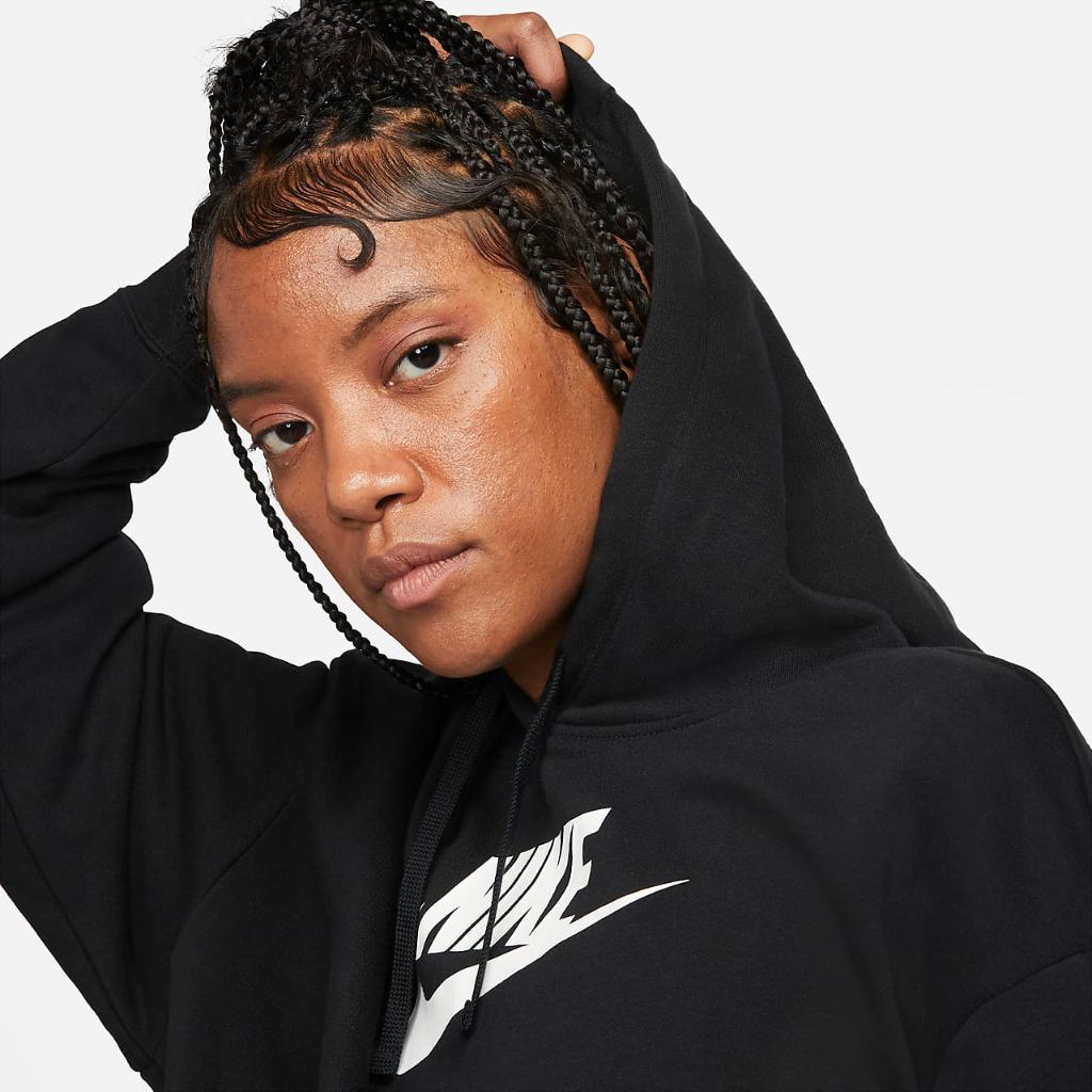 Nike Sportswear Club Fleece Women&#039;s Oversized Crop Graphic Hoodie DQ5850-010