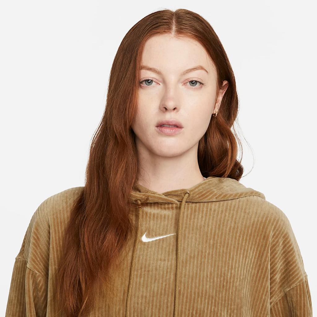 Nike Sportswear Women&#039;s Velour Cropped Pullover Hoodie DQ5927-258