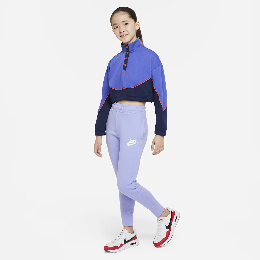 Nike Sportswear Icon Clash Big Kids&#039; (Girls&#039;) Snap Fleece Pullover DQ8997-430