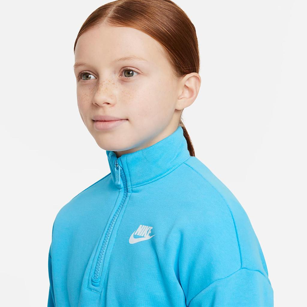 Nike Sportswear Club Fleece Big Kids&#039; (Girls&#039;) 1/2-Zip Top DQ9125-416