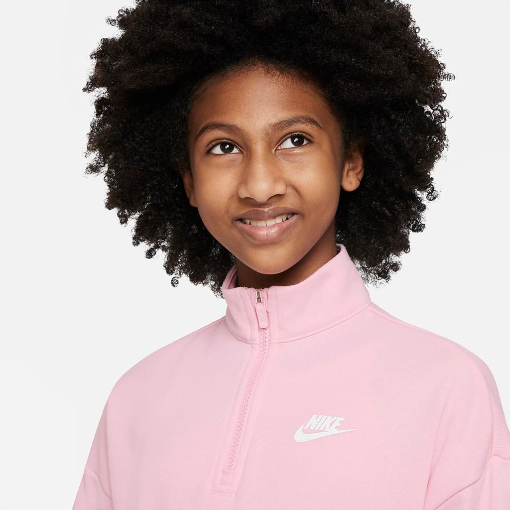 Nike Sportswear Club Fleece Big Kids&#039; (Girls&#039;) 1/2-Zip Top DQ9125-690