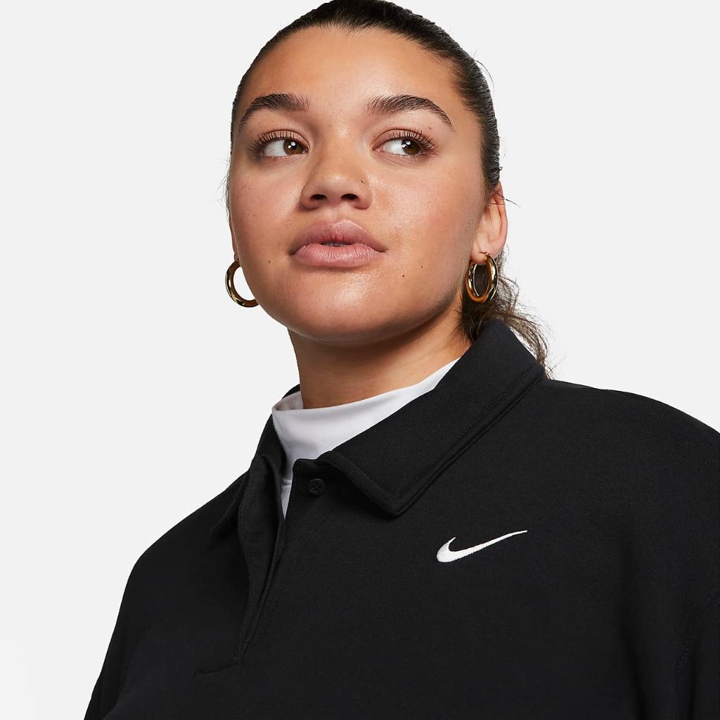 Nike Sportswear Phoenix Fleece Women&#039;s 3/4-Sleeve Crop Polo Sweatshirt (Plus Size) DV5207-010