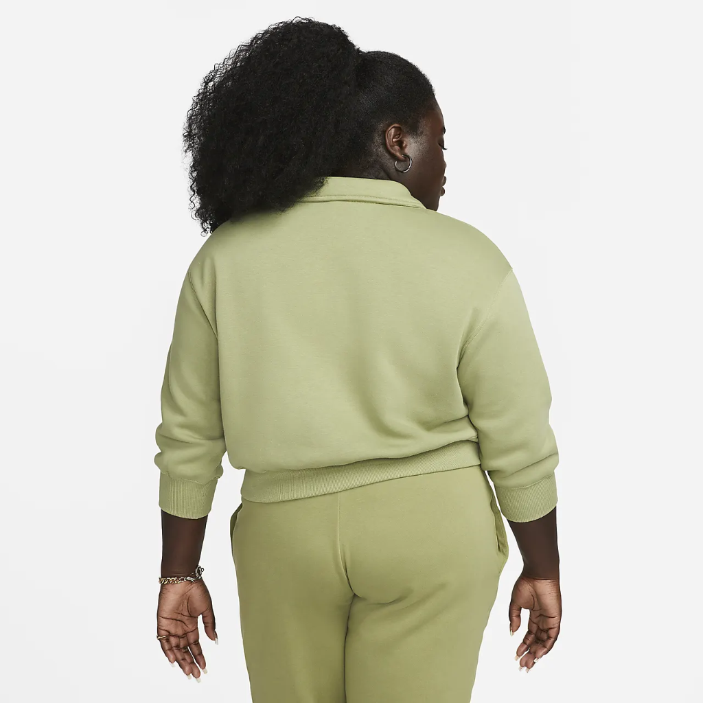 Nike Sportswear Phoenix Fleece Women&#039;s 3/4-Sleeve Crop Polo Sweatshirt (Plus Size) DV5207-334