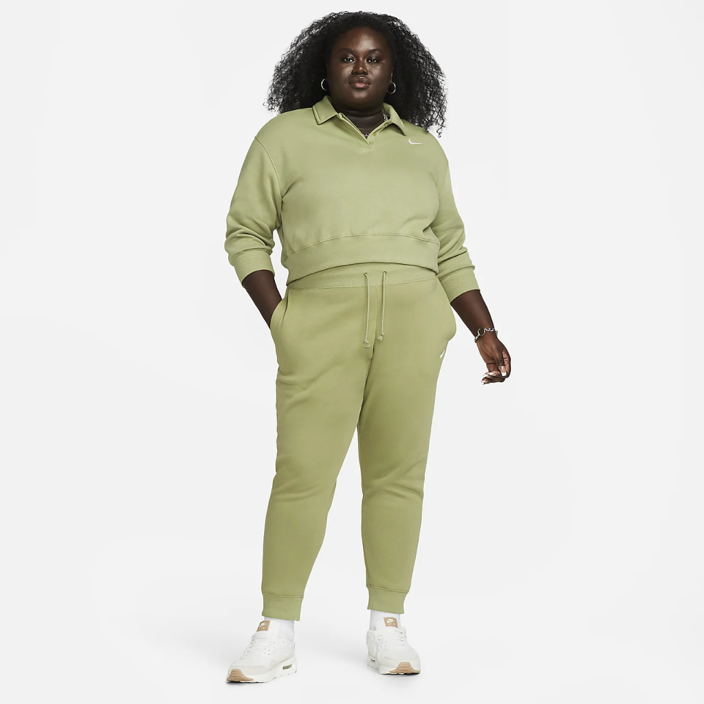 Nike Sportswear Phoenix Fleece Women&#039;s 3/4-Sleeve Crop Polo Sweatshirt (Plus Size) DV5207-334