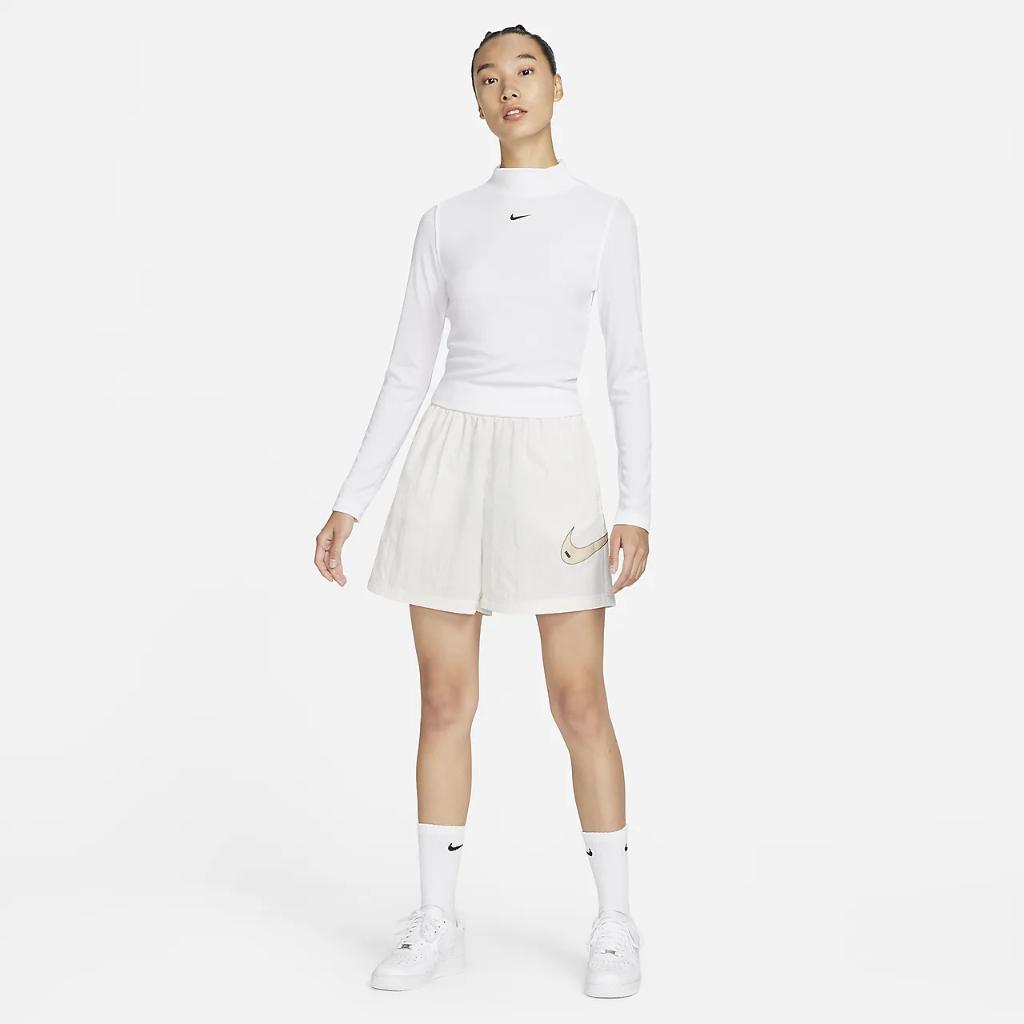 Nike Sportswear Essential Women&#039;s Ribbed Mock-Neck Long-Sleeve Top DV7880-100