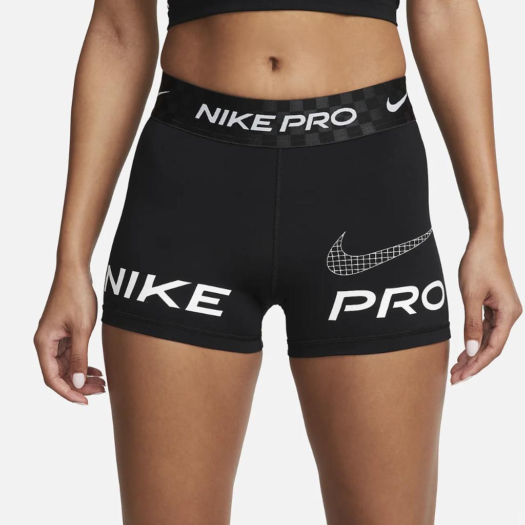 Nike Pro Dri-FIT Women&#039;s Mid-Rise 3&quot; Graphic Training Shorts DX0076-010