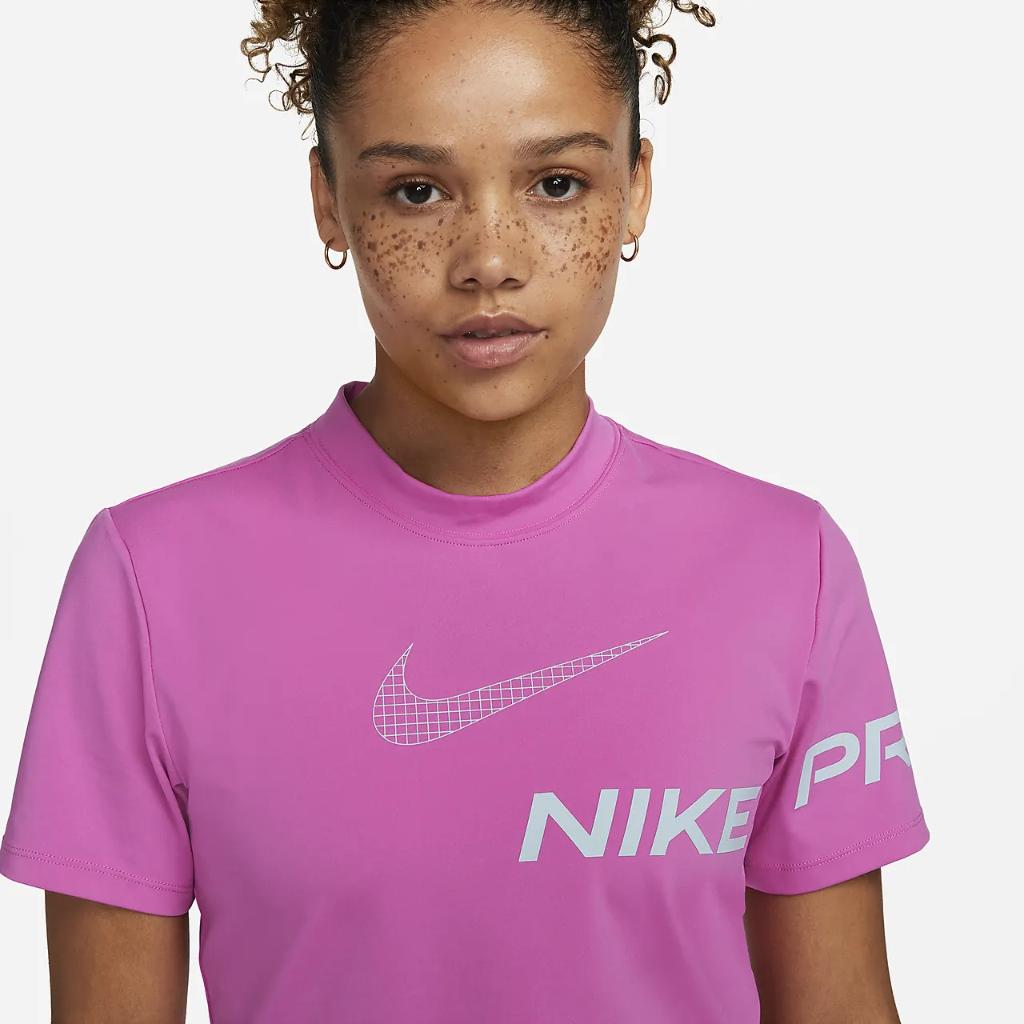 Nike Pro Dri-FIT Women&#039;s Short-Sleeve Cropped Graphic Training Top DX0078-623