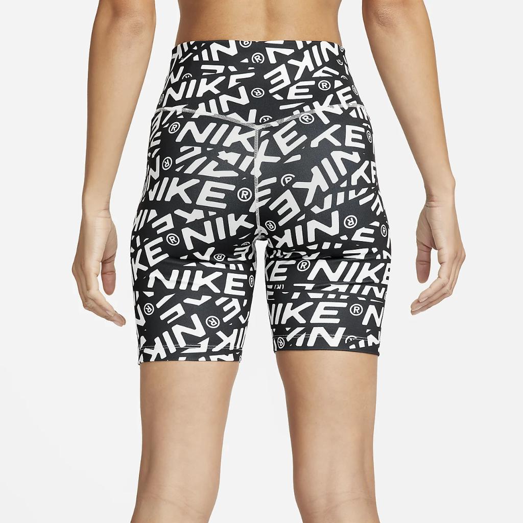 Nike One Women&#039;s Mid-Rise 7&quot; Printed Biker Shorts DX0092-025