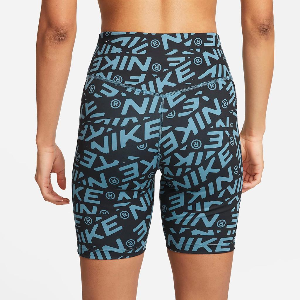 Nike One Women&#039;s Mid-Rise 7&quot; Printed Biker Shorts DX0092-440