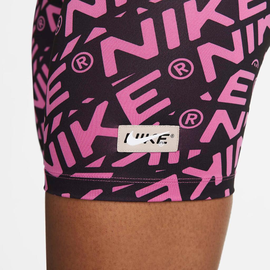 Nike One Women&#039;s Mid-Rise 7&quot; Printed Biker Shorts DX0092-665