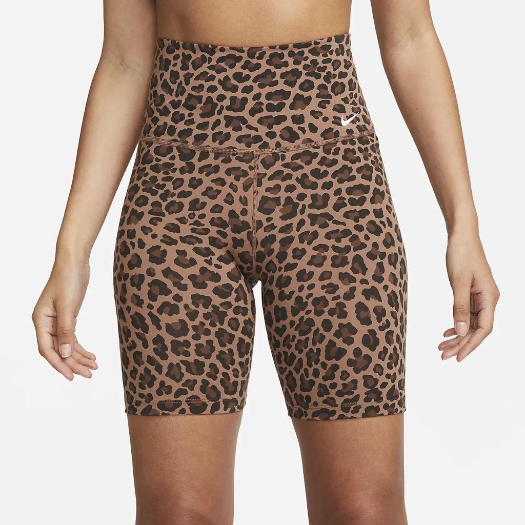 Nike One Women&#039;s High-Waisted 7&quot; Leopard Print Biker Shorts DX0122-256