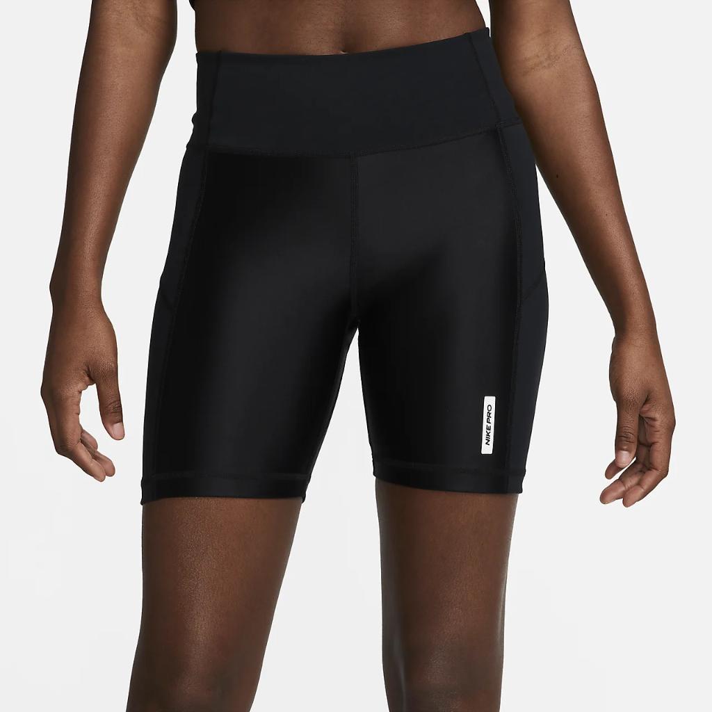 Nike Pro Women&#039;s Mid-Rise 7&quot; Biker Shorts with Pockets DX0223-010