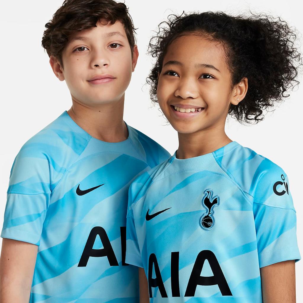 Tottenham Hotspur 2023/24 Stadium Goalkeeper Big Kids&#039; Nike Dri-FIT Soccer Short-Sleeve Jersey DX2774-400