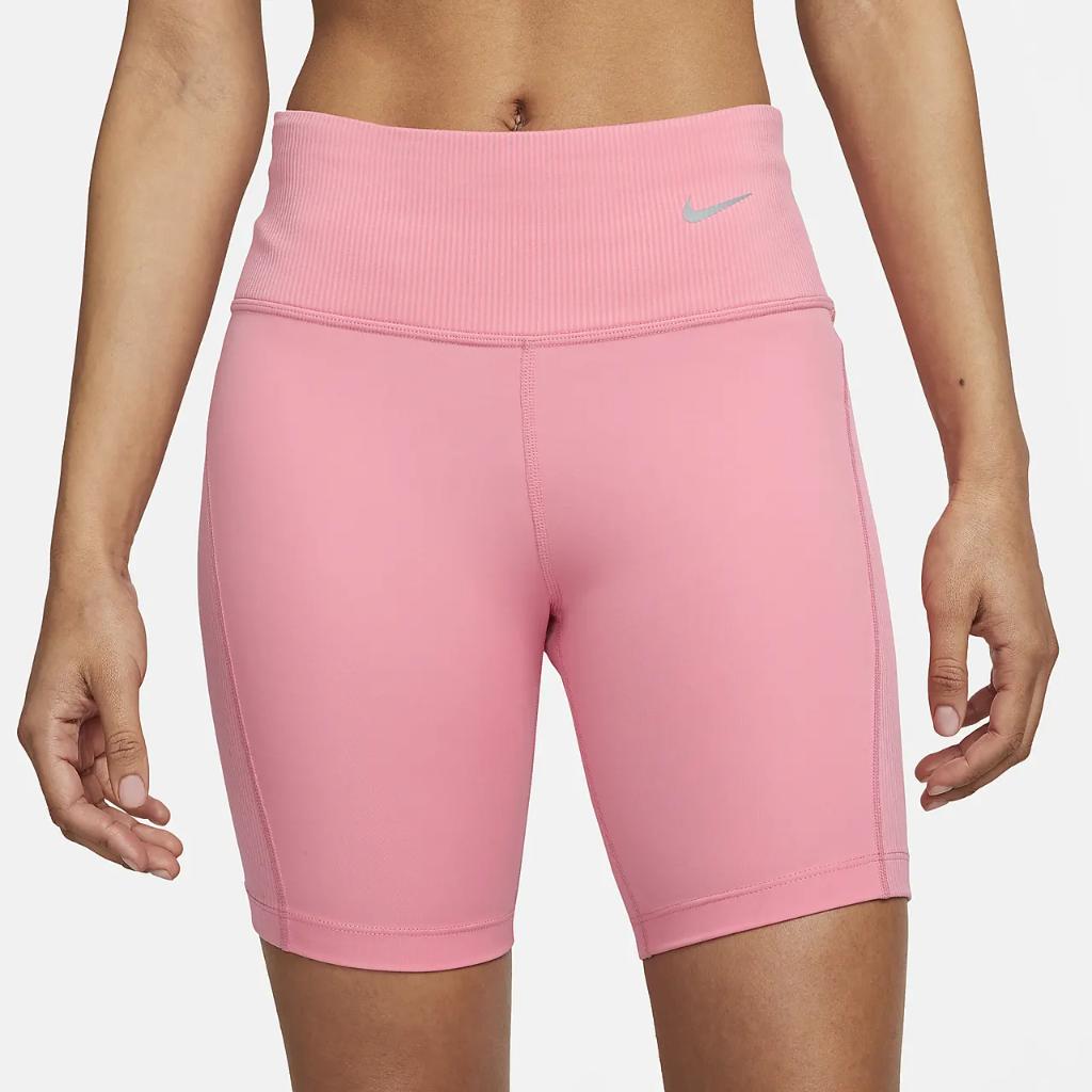 Nike Women&#039;s Tight Mid-Rise Ribbed-Panel Running Shorts with Pockets DX2951-611