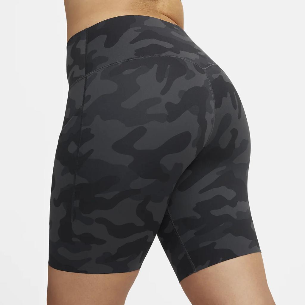 Nike Universa Women&#039;s Medium-Support High-Waisted 8&quot; Camo Biker Shorts with Pockets DX3122-045