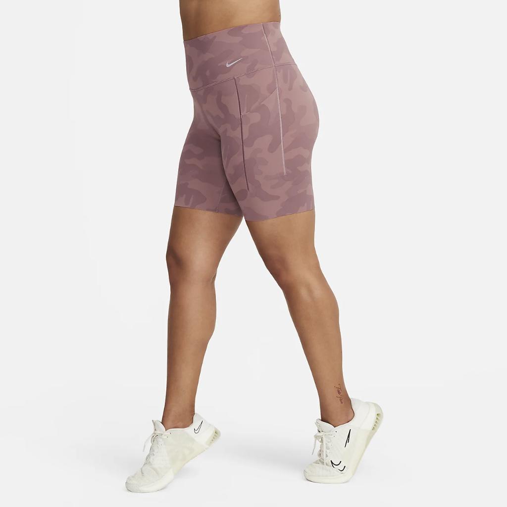 Nike Universa Women&#039;s Medium-Support High-Waisted 8&quot; Camo Biker Shorts with Pockets DX3122-208