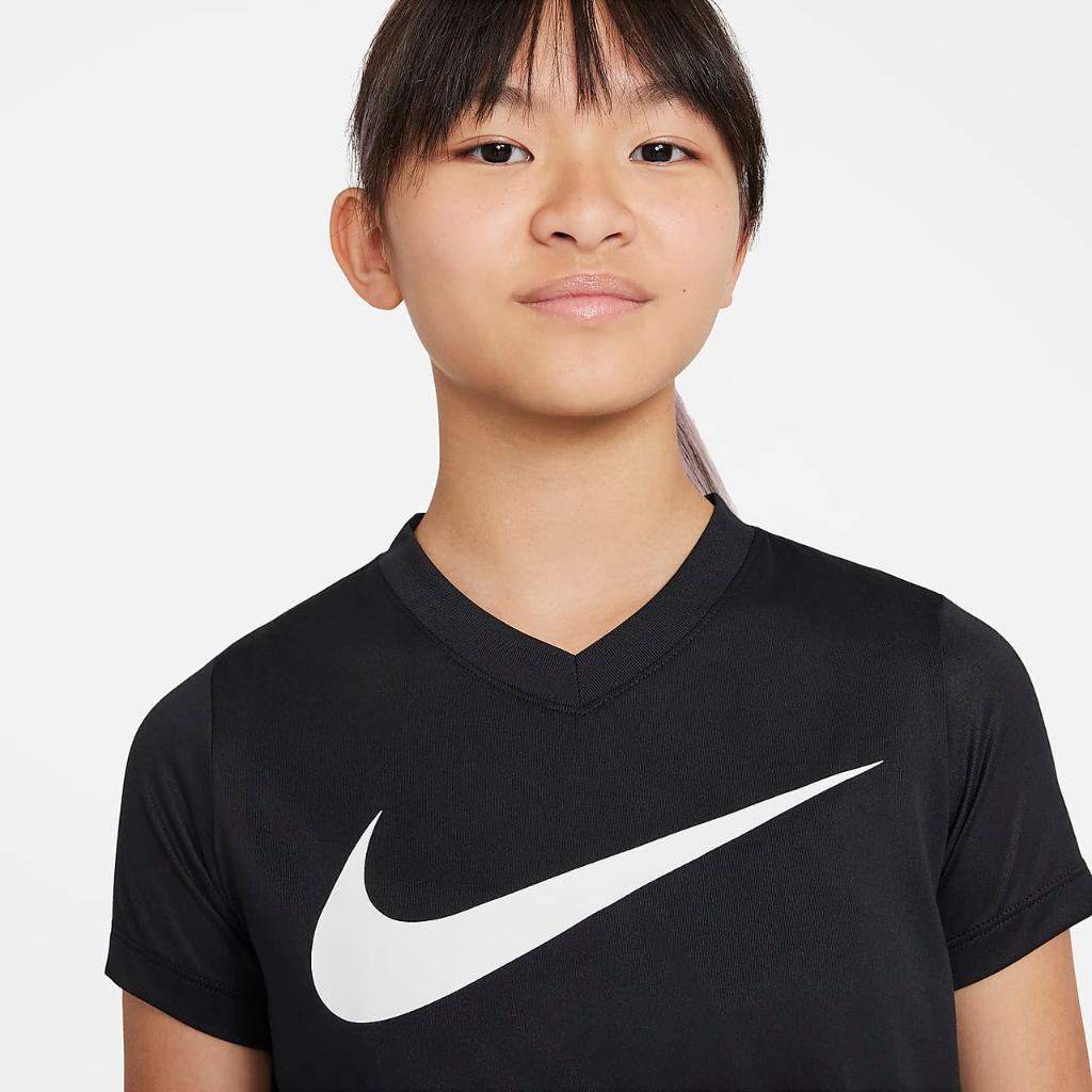 Nike Dri-FIT Legend Big Kids&#039; (Girls&#039;) V-Neck Training T-Shirt DX3430-010