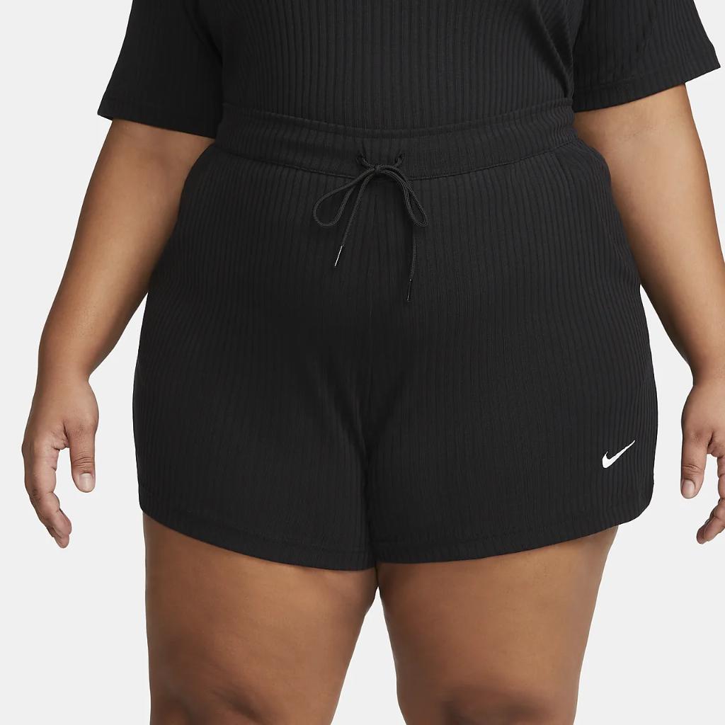 Nike Sportswear Women&#039;s High-Waisted Ribbed Jersey Shorts (Plus Size) FB3209-010