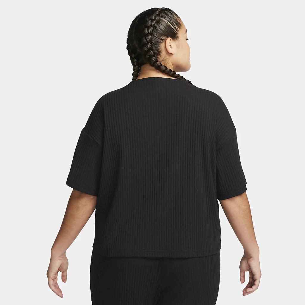 Nike Sportswear Women&#039;s Ribbed Jersey Short-Sleeve Top (Plus Size) FB3211-010