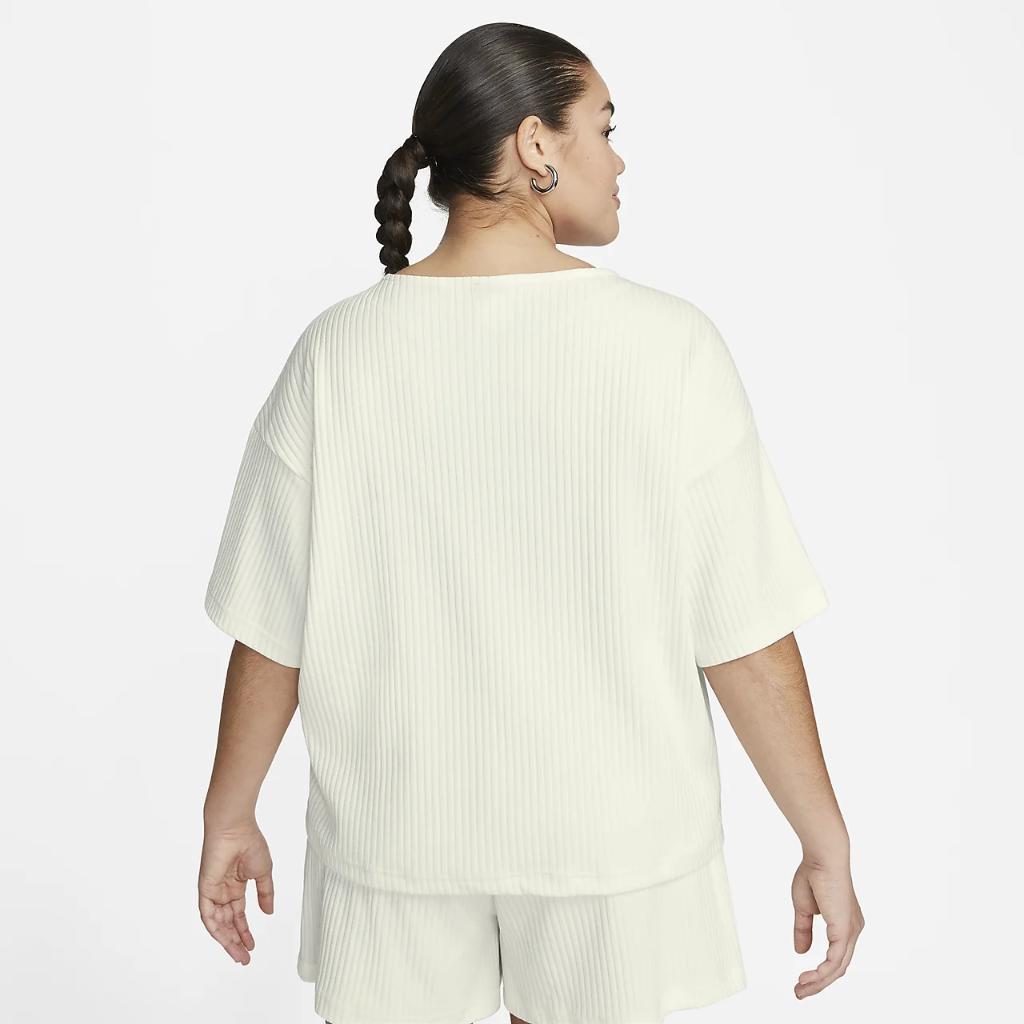 Nike Sportswear Women&#039;s Ribbed Jersey Short-Sleeve Top (Plus Size) FB3211-133
