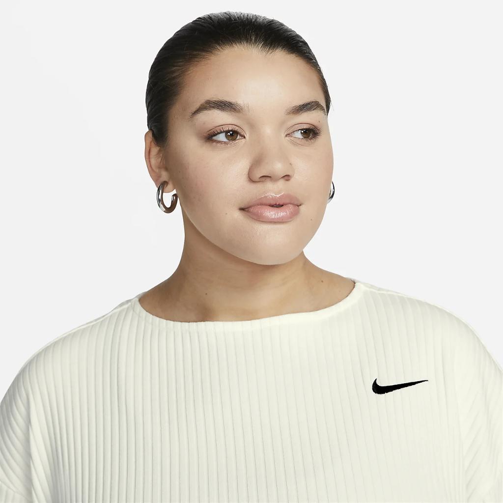 Nike Sportswear Women&#039;s Ribbed Jersey Short-Sleeve Top (Plus Size) FB3211-133