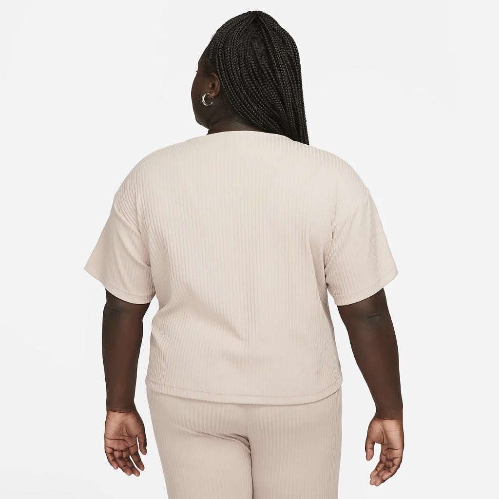 Nike Sportswear Women&#039;s Ribbed Jersey Short-Sleeve Top (Plus Size) FB3211-272