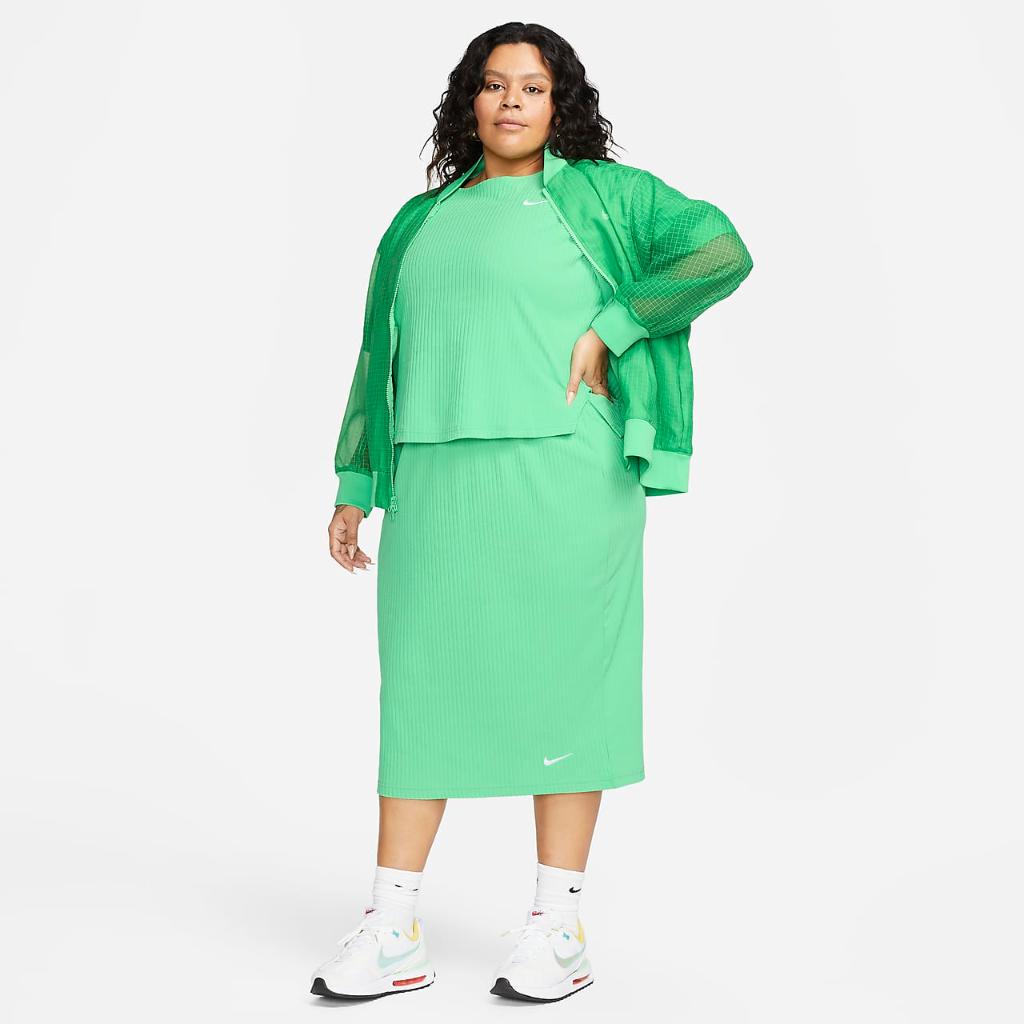 Nike Sportswear Women&#039;s Ribbed Jersey Short-Sleeve Top (Plus Size) FB3211-363
