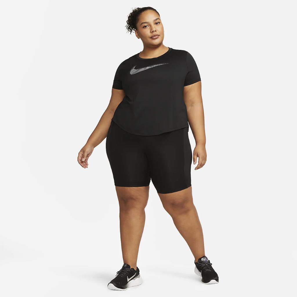 Nike Dri-FIT Swoosh Women&#039;s Short-Sleeve Running Top (Plus Size) FB4698-010
