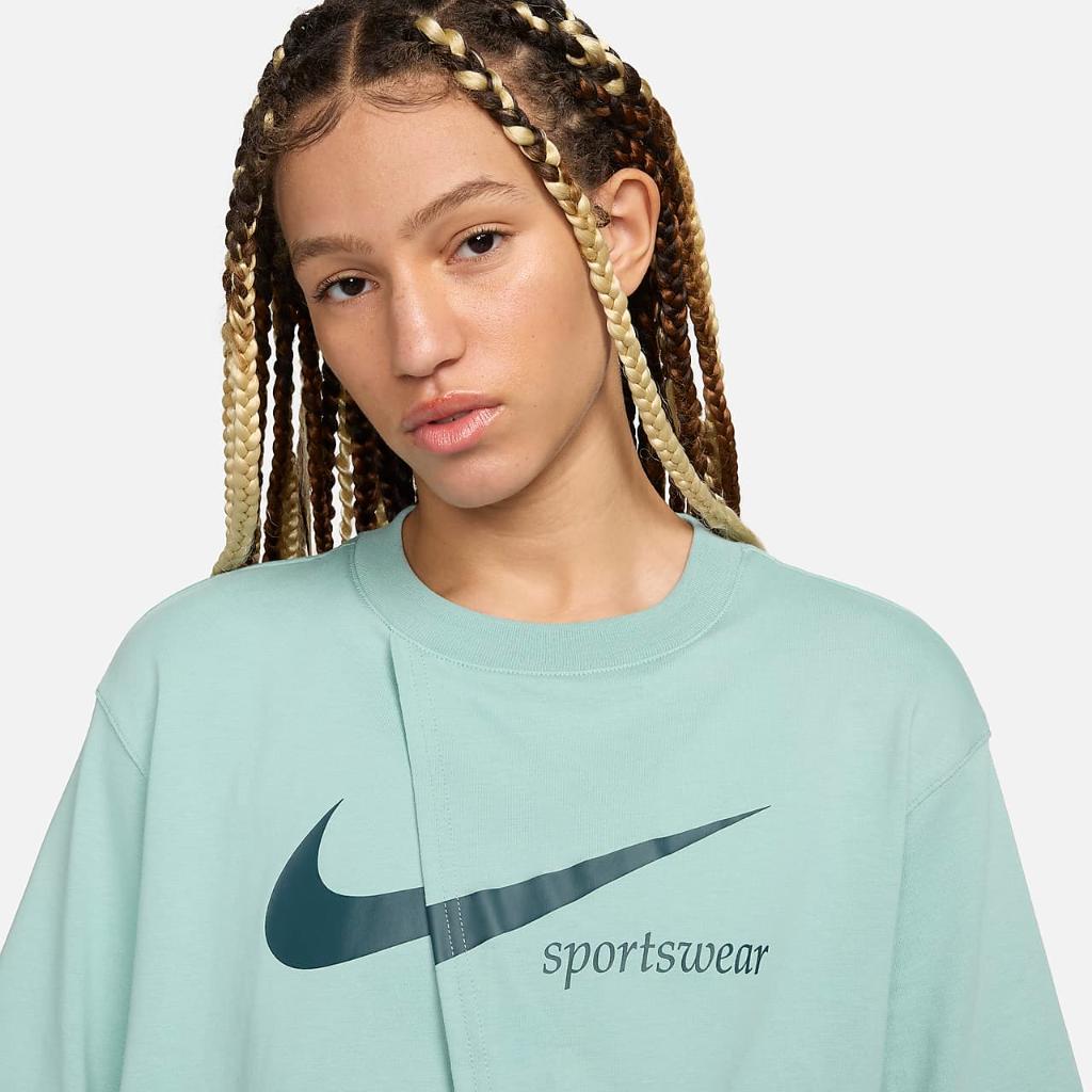 Nike Sportswear Collection Women&#039;s Oversized Slit Short-Sleeve Top FB8345-309