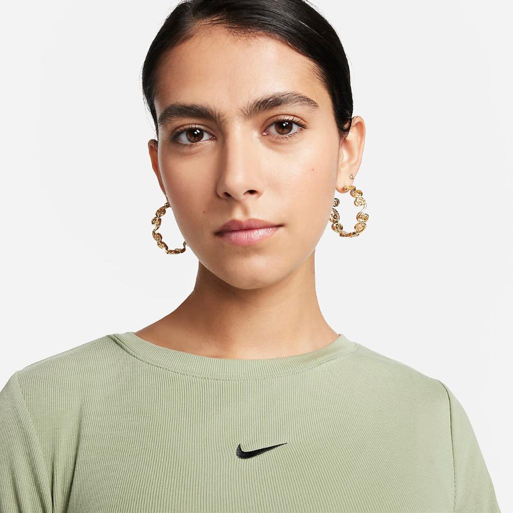 Nike Sportswear Essential Women&#039;s Ribbed Long-Sleeve Mod Crop Top FB8717-386