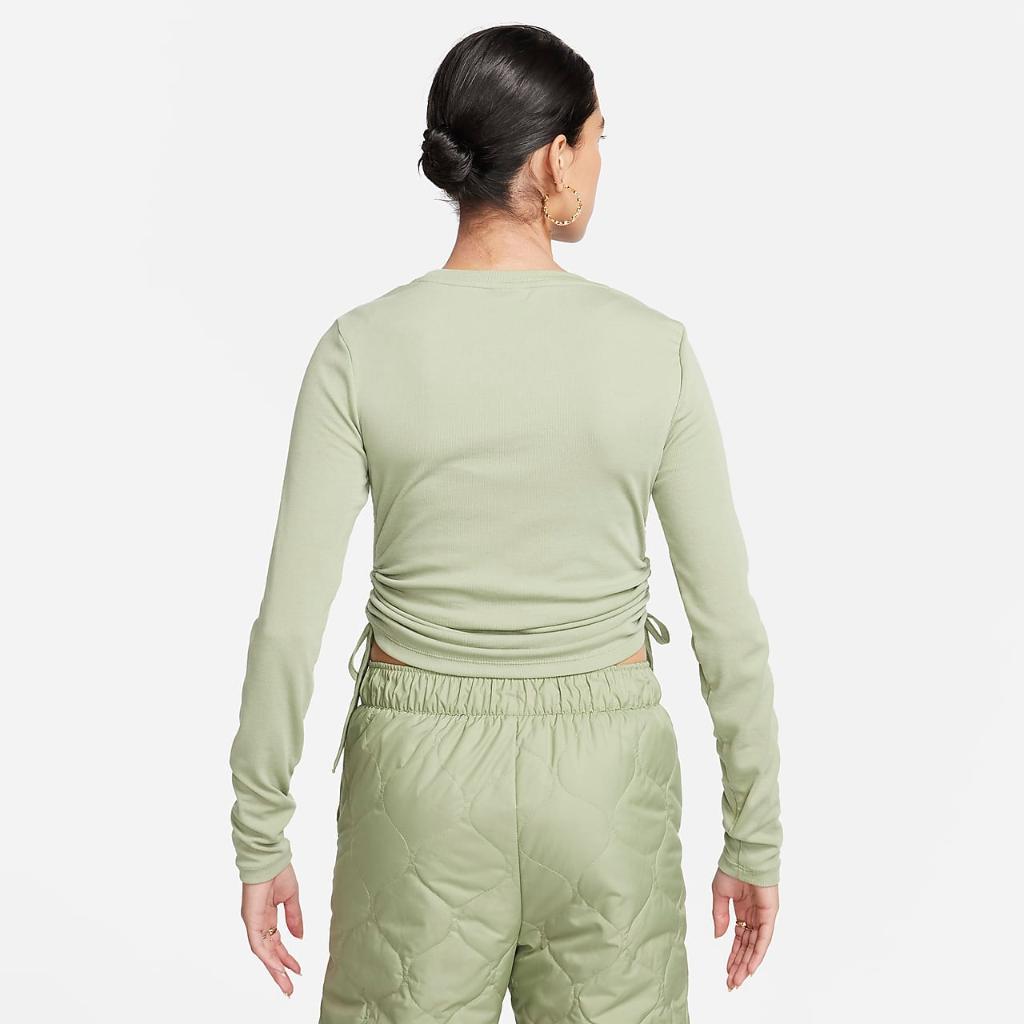Nike Sportswear Essential Women&#039;s Ribbed Long-Sleeve Mod Crop Top FB8717-386