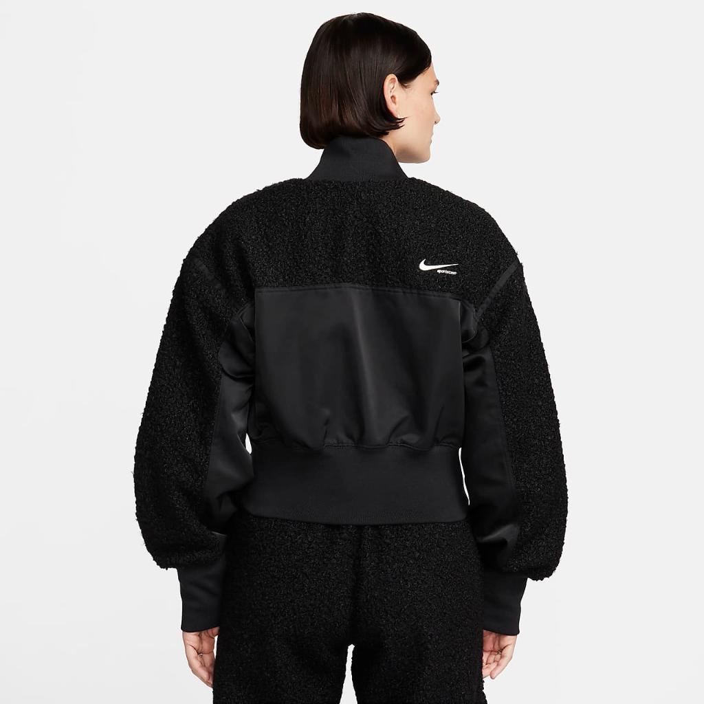 Nike Sportswear Collection Women&#039;s High-Pile Fleece Bomber Jacket FB8778-010