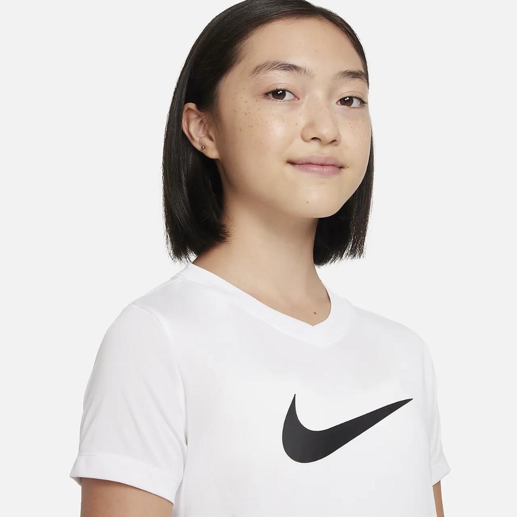 Nike Dri-FIT Legend Big Kids&#039; (Girls&#039;) V-Neck T-Shirt FB8960-100