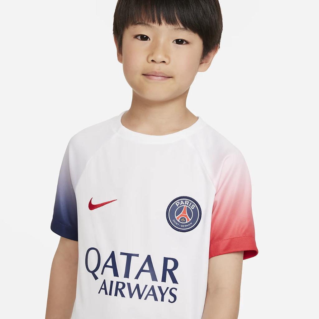 Paris Saint-Germain Academy Pro Away Big Kids&#039; Nike Dri-FIT Pre-Match Soccer Top FD0639-101