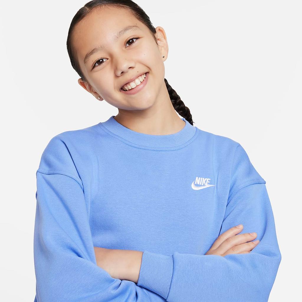 Nike Sportswear Club Fleece Big Kids&#039; (Girls&#039;) Oversized Sweatshirt FD2923-450
