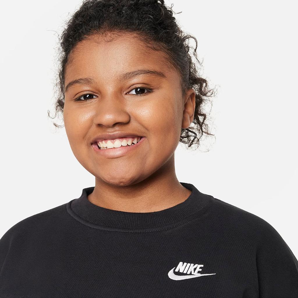 Nike Sportswear Club Fleece Big Kids&#039; (Girls&#039;) Oversized Sweatshirt (Extended Size) FD2924-010