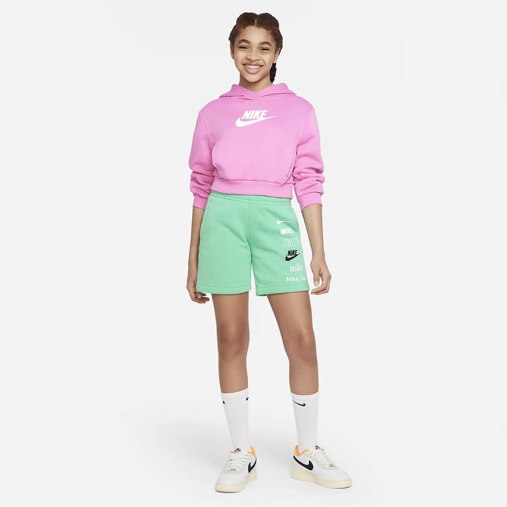Nike Sportswear Club Fleece Big Kids&#039; (Girls&#039;) Crop Hoodie FD2925-675