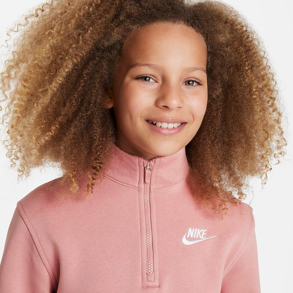Nike Sportswear Club Fleece Big Kids&#039; (Girls&#039;) 1/2-Zip Long-Sleeve Top FD2930-618